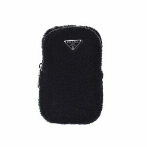 Prada Black Shearling Mouton Shoulder Bag